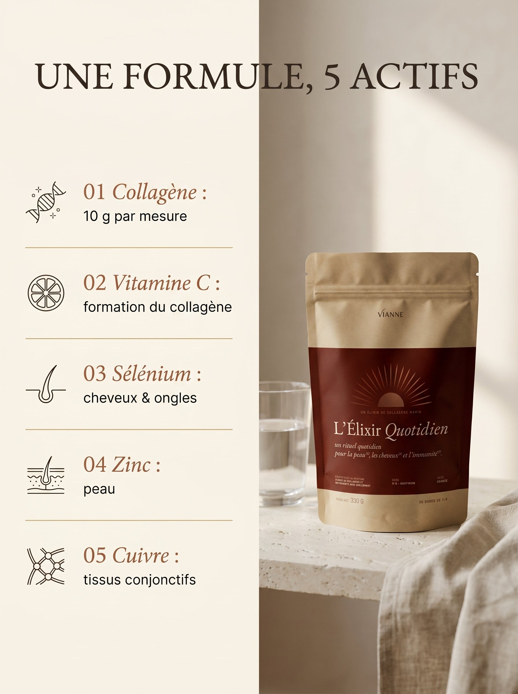 Product packaging with nutritional information on a neutral background